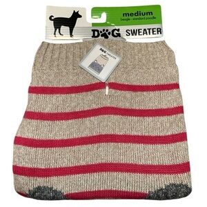 Cozy Tan Dog Sweater with Cat Design Medium